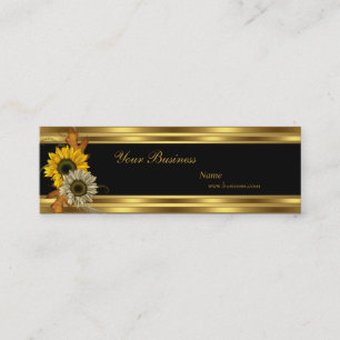 Cartão De Visita Mini Girassol Magro Dourado Preto Elegante Chique 2