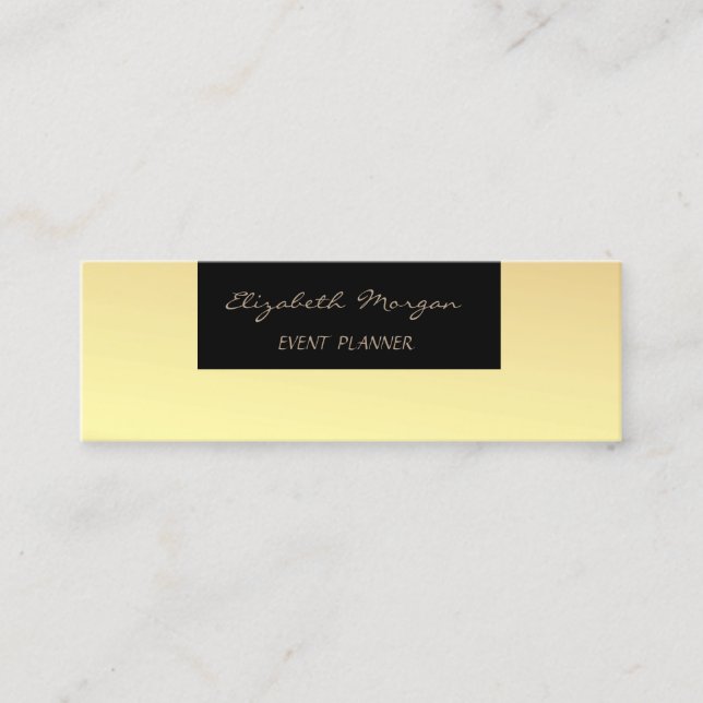 Cartão De Visita Mini Glamorosa moderna elegante,Faux Dourado,Preto (Frente)
