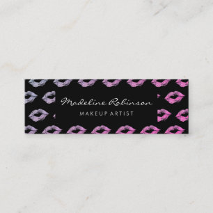 Cartão De Visita Mini Glamour Rosa Quente Violeta Brilho Beijos