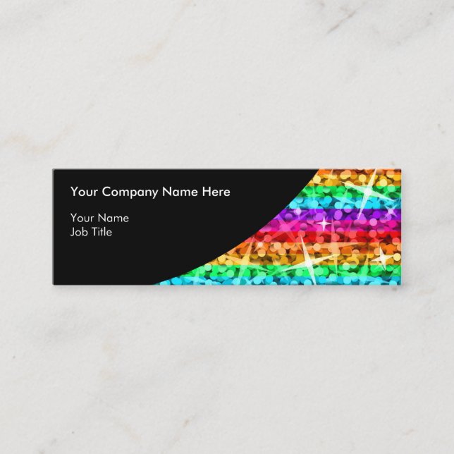 Cartão De Visita Mini Glitz Rainbow Strike Black Curve Magra (Frente)