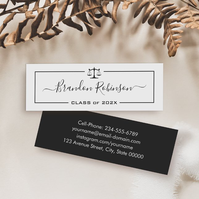 Cartão De Visita Mini Graduação do Formando da Escola de Direito em Esca (Criador carregado)