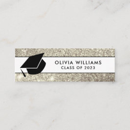 Cartão De Visita Mini Graduação Dourada do Boné brilhante branco Inserir