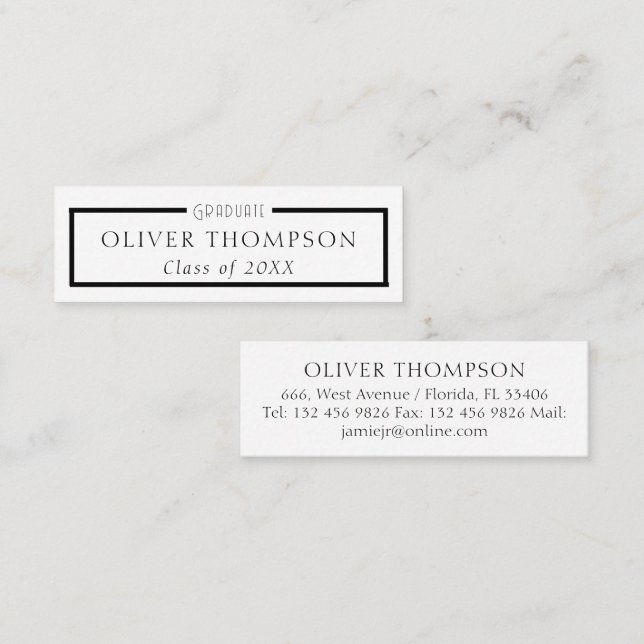 Cartão De Visita Mini Graduação em rede profissional (Frente/Verso)