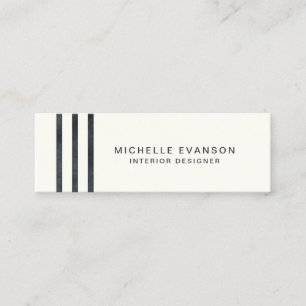 Cartão De Visita Mini Grelhas de Cor Negra Minimalista em Creme