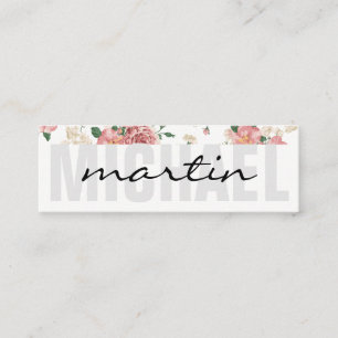 Cartão De Visita Mini Guarnição floral corajosa e Cursive