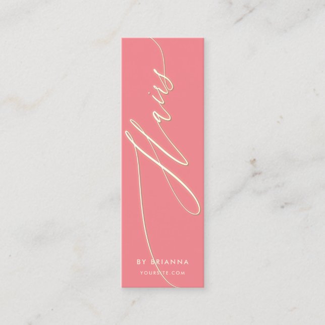 Cartão De Visita Mini Hair Beauty Salon Hairstylist Dourado Script (Frente)