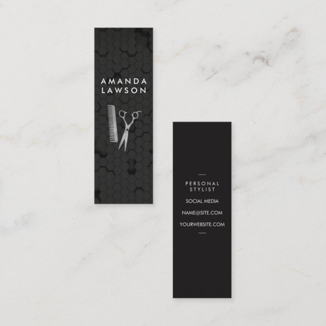 Cartão De Visita Mini Hair Salon Tools | Padrão hexagonal (Frente/Verso)