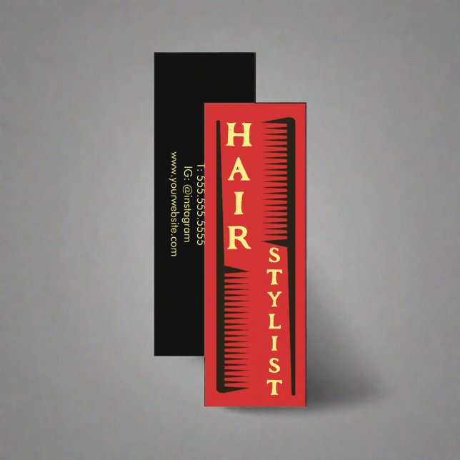 Cartão De Visita Mini Hairdresser Hair Stylist Beauty Salon Black (Criador carregado)