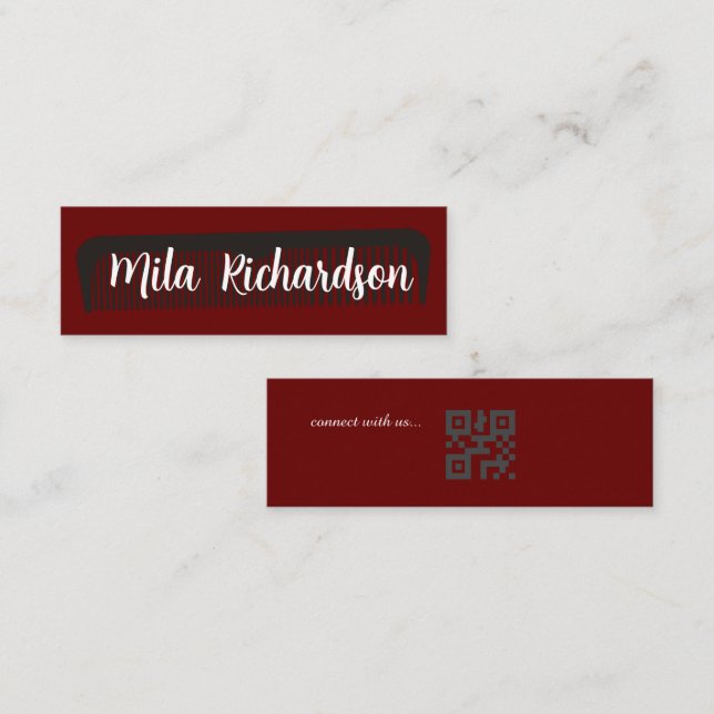 Cartão De Visita Mini Hairdressers Mínimos Vermelhos Modernos (Frente/Verso)