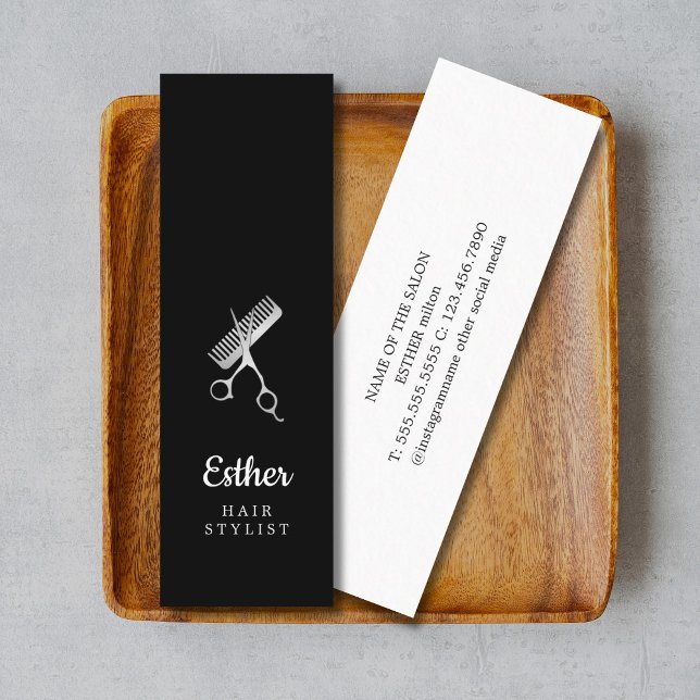 Cartão De Visita Mini Hairstylist para tesouras prateadas de farelo pret (Criador carregado)