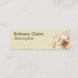 Cartão De Visita Mini Hairstylists Floral Minimalista Beige Brown