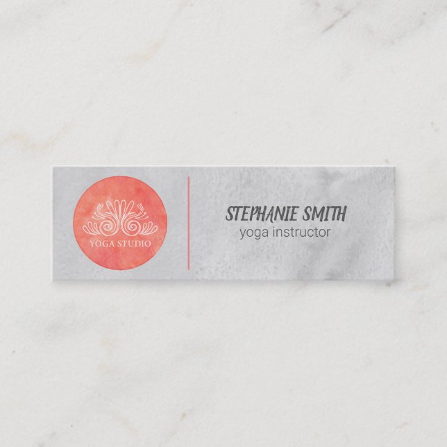 Cartão De Visita Mini Ícone Yoga | Watercolor (Frente)