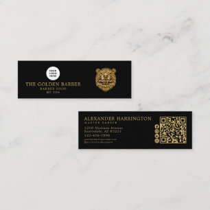 Cartão De Visita Mini Ícones Sociais Código Qr Barbearia Golden Beaver