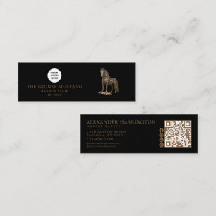 Cartão De Visita Mini Ícones Sociais Código QR Bronze Mustang Barbearia