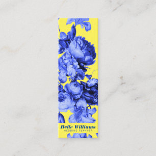 Cartão De Visita Mini Ilustração floral elegante azul-amarelada
