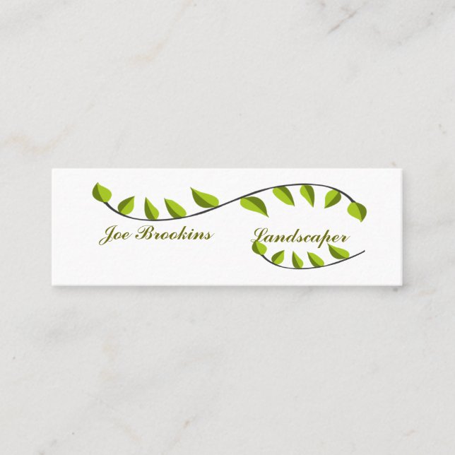 Cartão De Visita Mini Ilustração Natural de Folha Verde Orgânica (Frente)