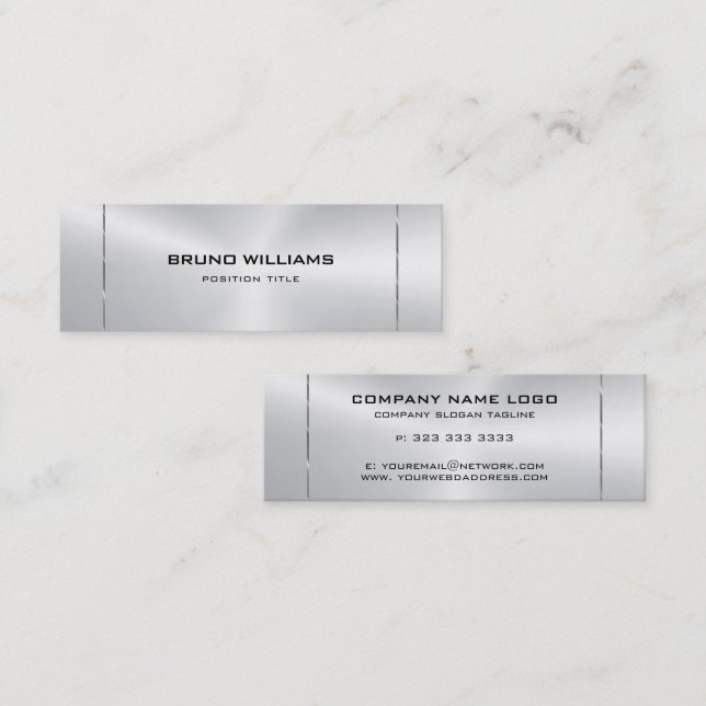 Cartão De Visita Mini Imagem de um sotaque metálico prateado brilhante 2 (Frente/Verso)