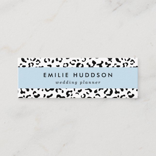 Cartão De Visita Mini Impressão Leopardo, Manchas Leopardo, Preto E Bran (Frente)