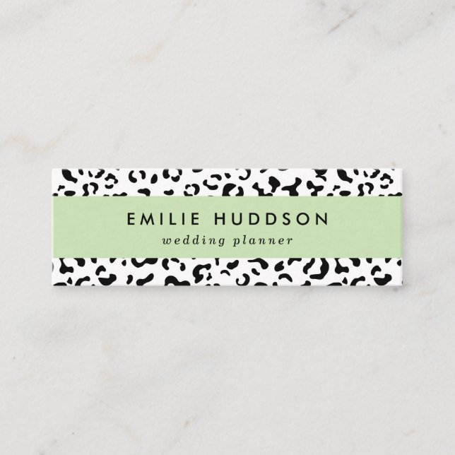 Cartão De Visita Mini Impressão Leopardo, Manchas Leopardo, Preto E Bran (Frente)