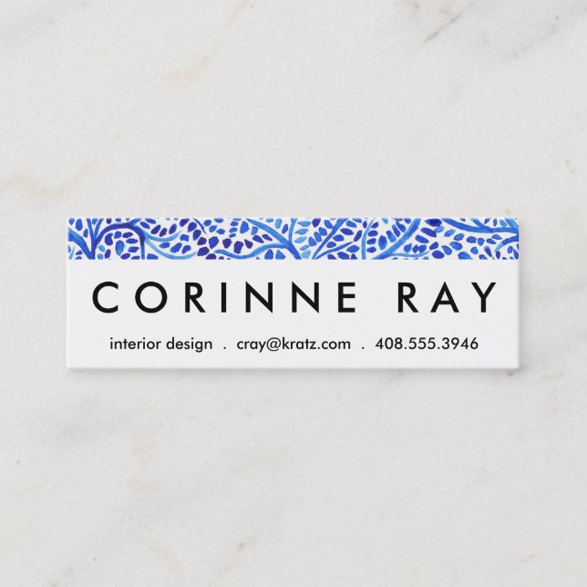 Cartão De Visita Mini Impressão pintado das folhas das videiras da (Frente)