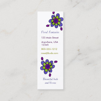 Cartão De Visita Mini Índigo & flores verdes do divertimento