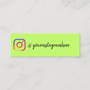 Cartão De Visita Mini Influenciador de mídia social verde neon Instagram