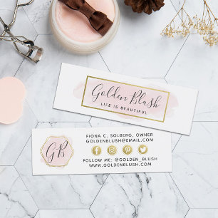 Cartão De Visita Mini Influenciador Social - Cor de Água Rosa e Dourada