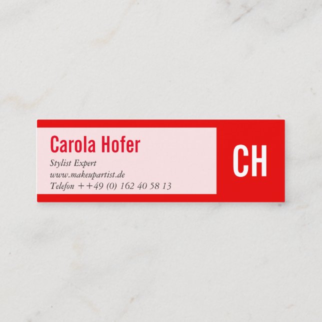 Cartão De Visita Mini Iniciais em vermelho (Verso)