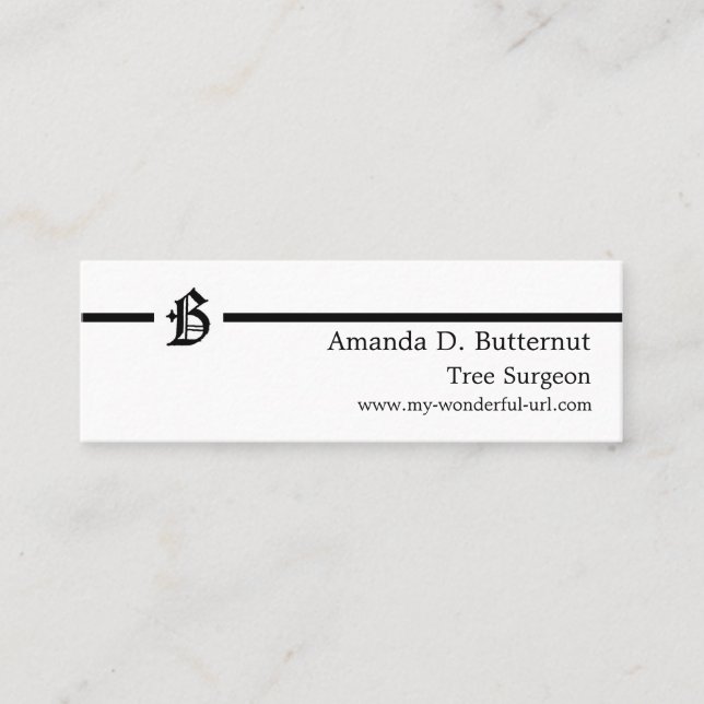 Cartão De Visita Mini Inicial inglesa clássica gótico da letra "B" (Frente)