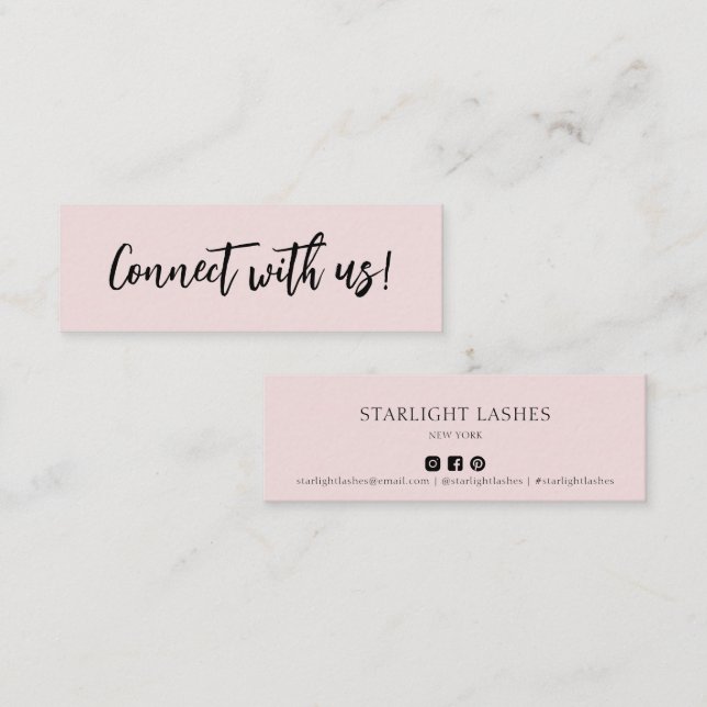 Cartão De Visita Mini Inserir um simples contato mínimo com Rosa nos (Frente/Verso)