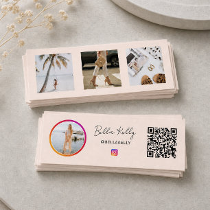 Cartão De Visita Mini Instagram Photo Feed Social Media Código QR Rosa