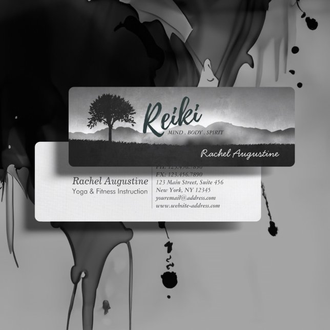 Cartão De Visita Mini Instrutor de Mediação Natural de Reiki e Yoga (Criador carregado)