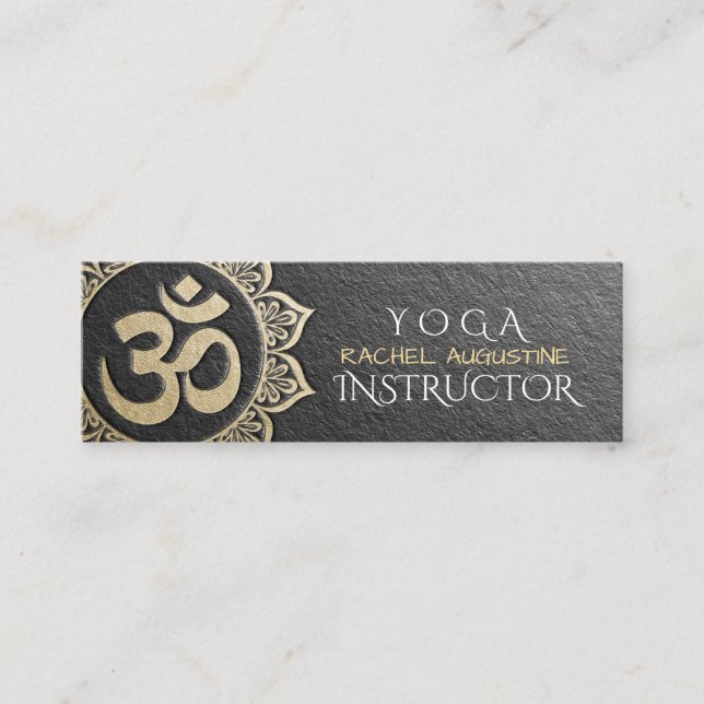 Cartão De Visita Mini Instrutor de Meditação YOGA Black Dourado OM Manda (Frente)