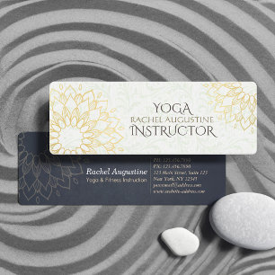 Cartão De Visita Mini Instrutor de Meditação Yoga Dourado Floral Mandala