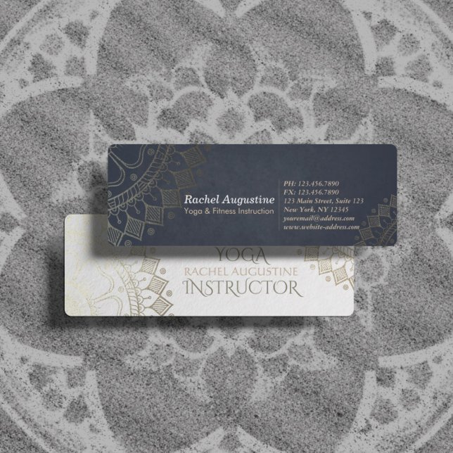 Cartão De Visita Mini Instrutor de Meditação Yoga Dourado Mandala Marinh (Criador carregado)