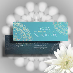 Cartão De Visita Mini Instrutor de Meditação Yoga Green Blue Mandala Dou