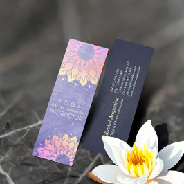 Cartão De Visita Mini Instrutor Purple Yoga Rosa Dourado Mandala