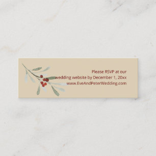 Cartão De Visita Mini Inverno Simples com RSVP do Site de Casamento Card