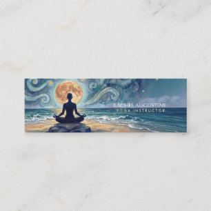 Cartão De Visita Mini Ioga Meditação Céu Noturno Estrelado Lua Praia Oce