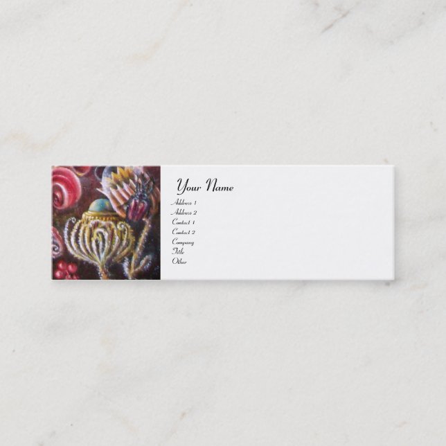 Cartão De Visita Mini JARDIM DE MELISSA, branco, azul roxo (Frente)