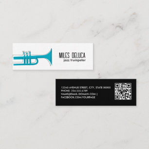 Cartão De Visita Mini Jazz Trumpet Musical Teacher Qr Code