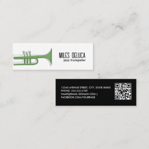 Cartão De Visita Mini Jazz Trumpet Musical Teacher Qr Code