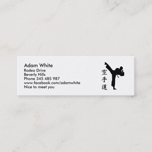 Cartão De Visita Mini Karaté Kung Fu (Frente)
