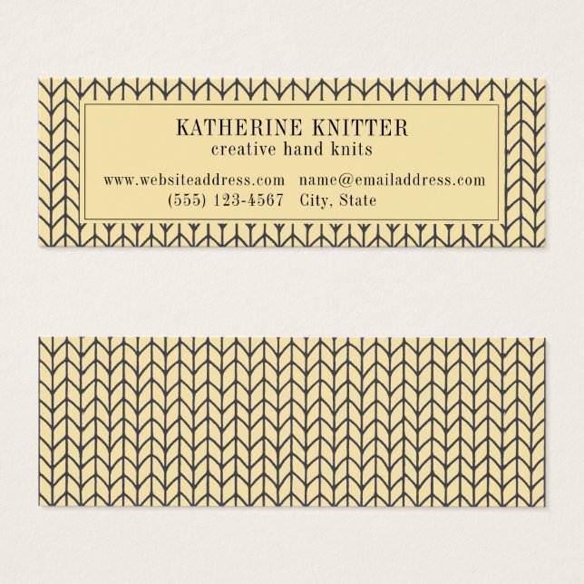 CARTÃO DE VISITA MINI KNIT CREAM PRETO (Frente & Verso)