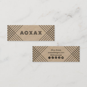 Cartão De Visita Mini KRAFT de Gráfico Único Abstrato de Linhas Minimali