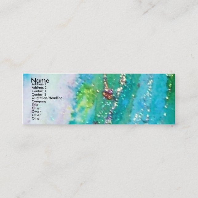 Cartão De Visita Mini LADY BLUE MASK Venetian Mascarada Teal Sparkles (Frente)