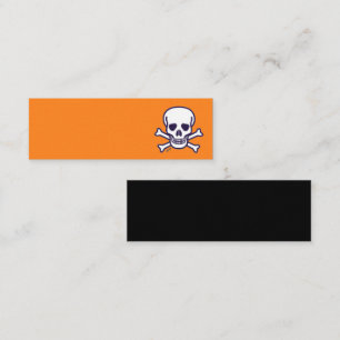 Cartão de visita mini laranja e preto Skull n Bone