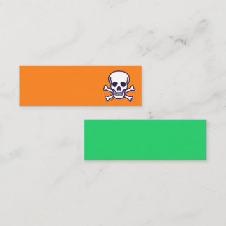 Cartão de visita mini laranja e verde Skull n Bone