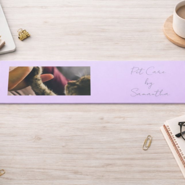 Cartão De Visita Mini Lavender Script Business Card QR Code Service Menu (Criador carregado)