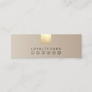 Cartão De Visita Mini Lealdade bege Pastel moderna elegante do ouro do